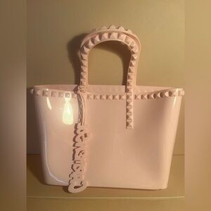 Studded Pink Tote Bag with Charm